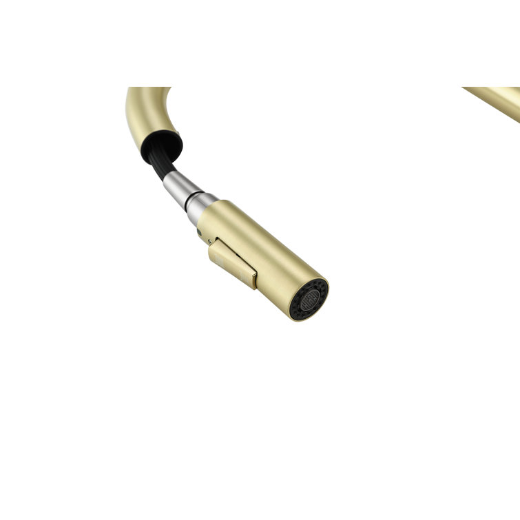 Brushed Gold Stainless Steel Touch Sensor Pull Down Kitchen Faucet