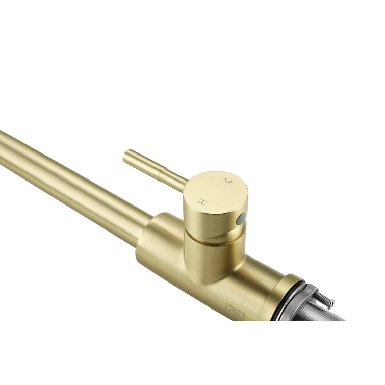 Brushed Gold Stainless Steel Touch Sensor Pull Down Kitchen Faucet