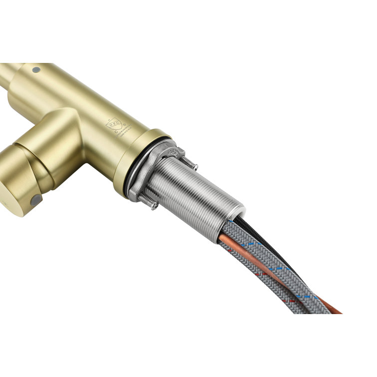 Brushed Gold Stainless Steel Touch Sensor Pull Down Kitchen Faucet