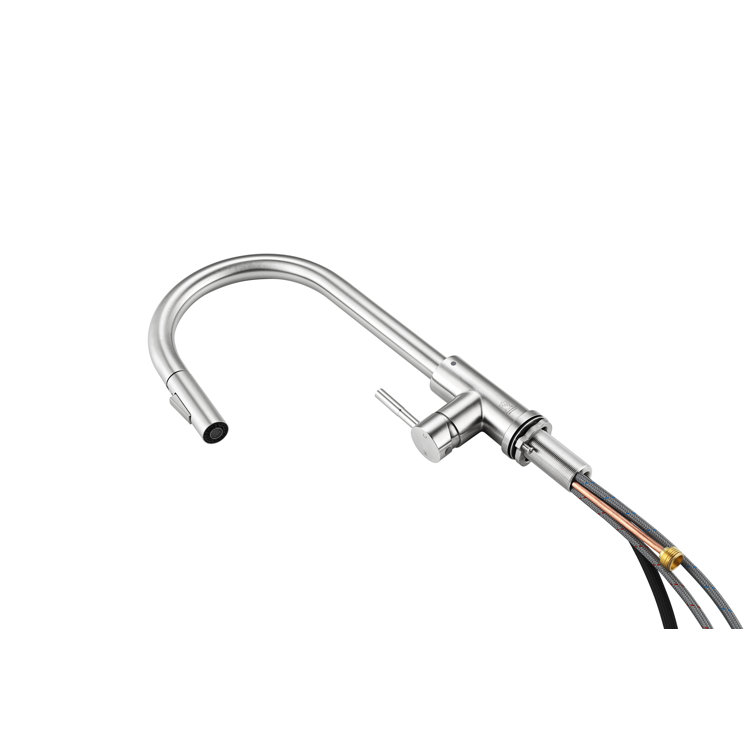 Brushed Nickel Touch Sensor Gooseneck Kitchen Faucet with Pull-out Spray