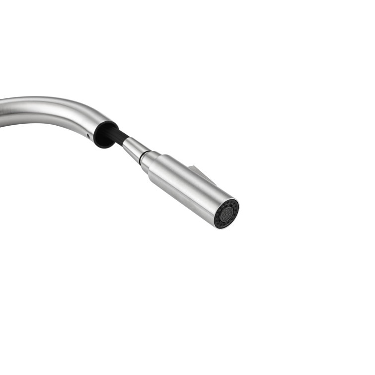 Brushed Nickel Touch Sensor Gooseneck Kitchen Faucet with Pull-out Spray
