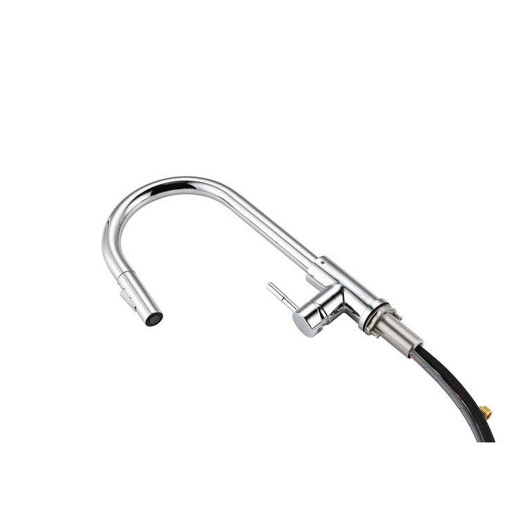 Chrome Gooseneck Touch Kitchen Faucet with Pull-out Spray