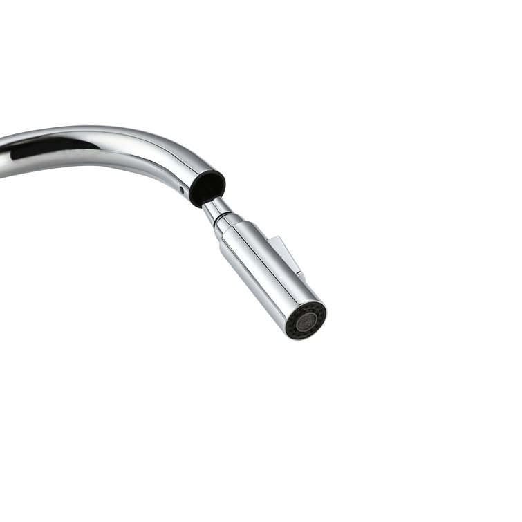 Chrome Gooseneck Touch Kitchen Faucet with Pull-out Spray