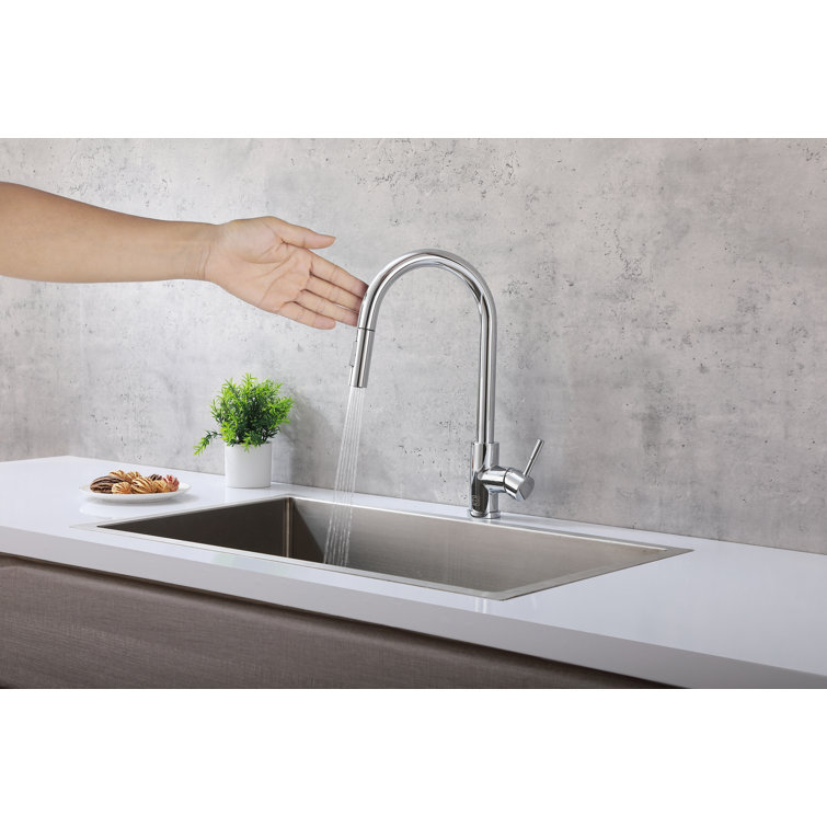 Chrome Gooseneck Touch Kitchen Faucet with Pull-out Spray