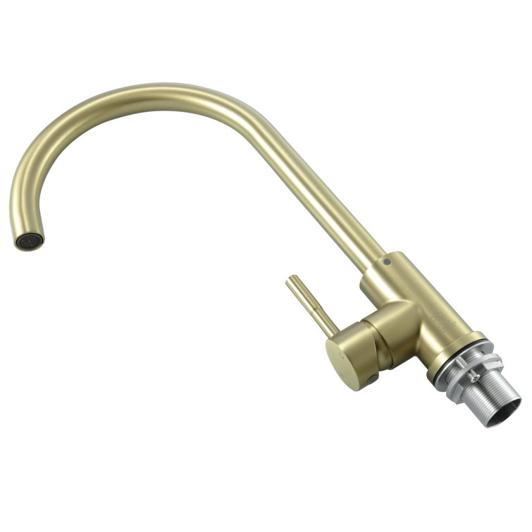 Brushed Gold Stainless Steel Gooseneck Kitchen Faucet