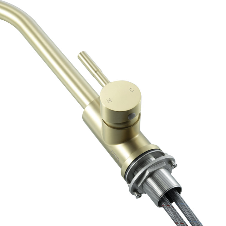 Brushed Gold Stainless Steel Gooseneck Kitchen Faucet