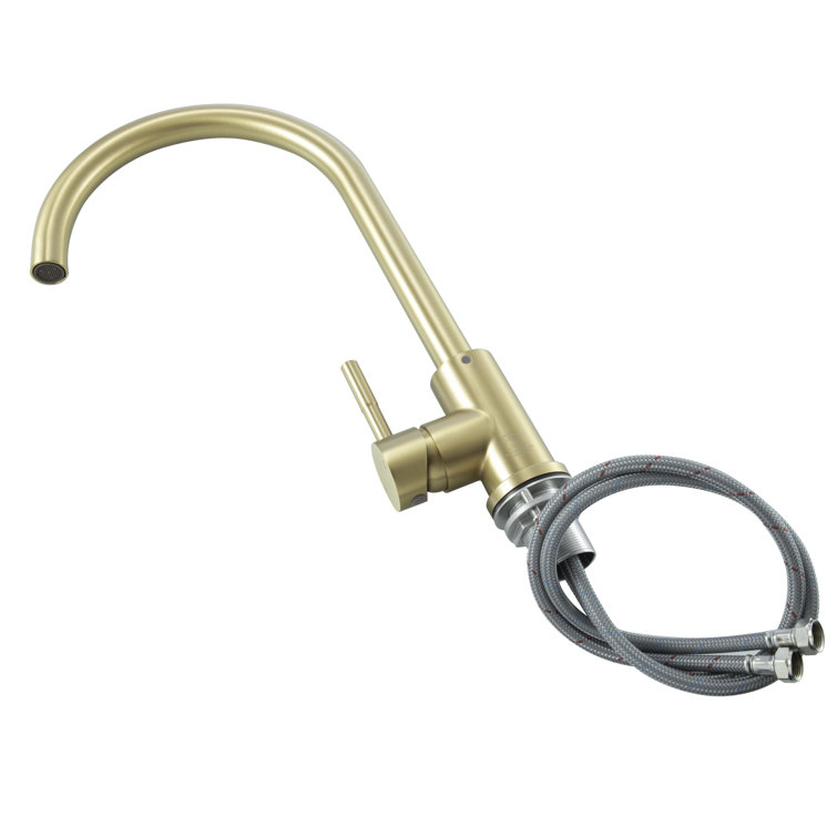 Brushed Gold Stainless Steel Gooseneck Kitchen Faucet