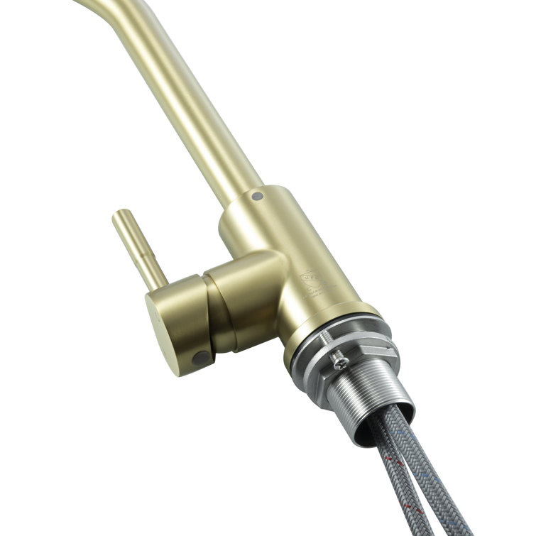 Brushed Gold Stainless Steel Gooseneck Kitchen Faucet