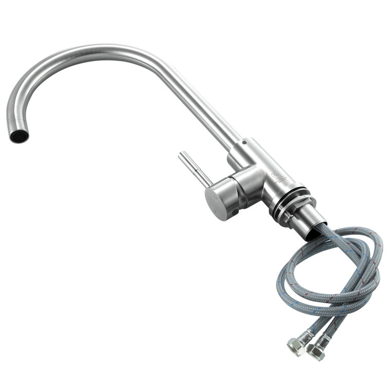 Brushed Nickel Gooseneck Single Handle Kitchen Faucet