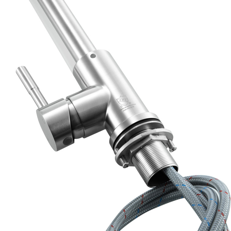 Brushed Nickel Gooseneck Single Handle Kitchen Faucet