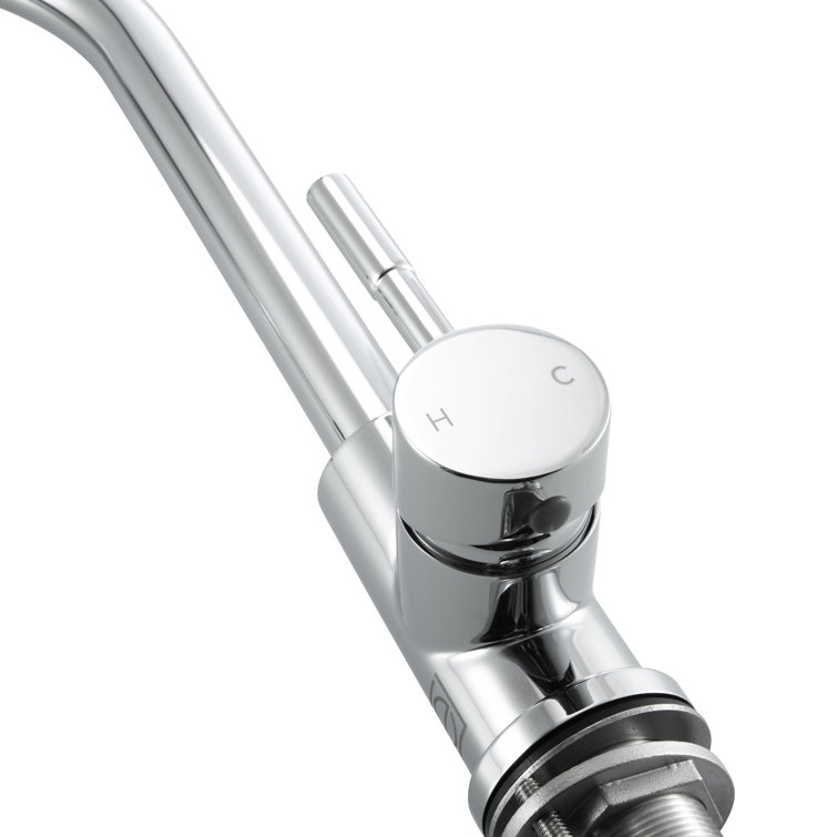 Chrome Gooseneck Single Handle Kitchen Faucet