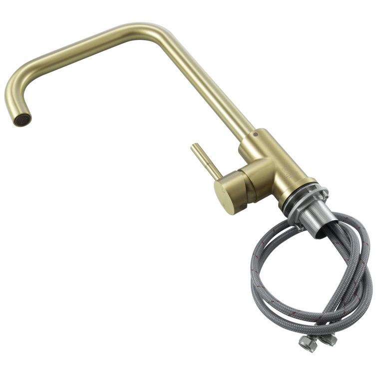 Brushed Gold Stainless Steel Gooseneck Kitchen Faucet with Pull-out Spray