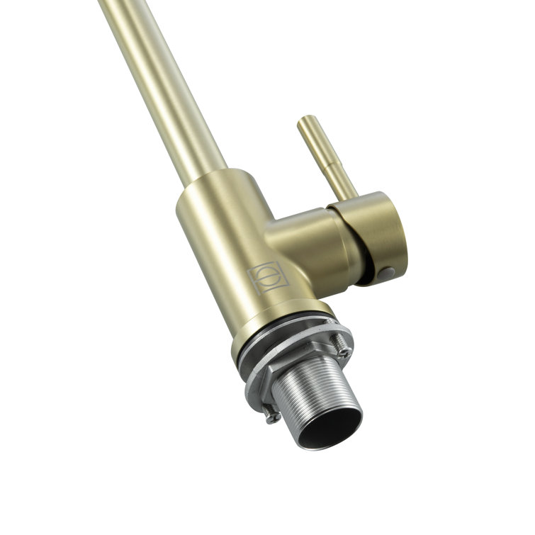 Brushed Gold Stainless Steel Gooseneck Kitchen Faucet with Pull-out Spray