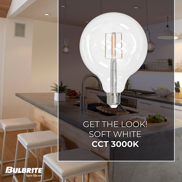 8.5W Clear Dimmable G40 LED Filament Bulbs, Pack of 2