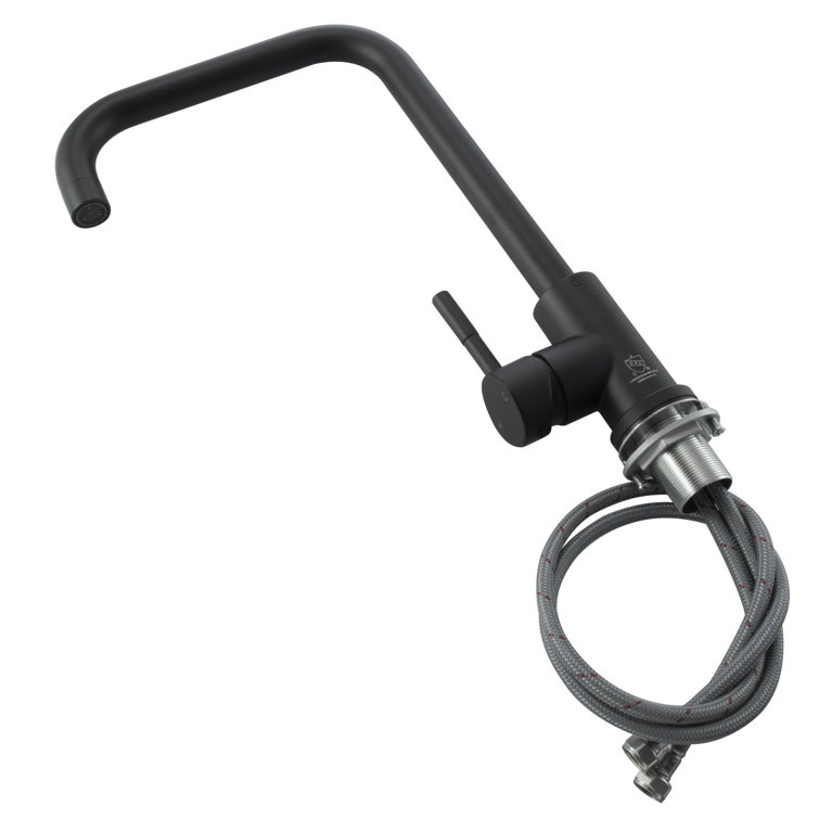 Matte Black Stainless Steel Gooseneck Kitchen Faucet with Pull-out Spray