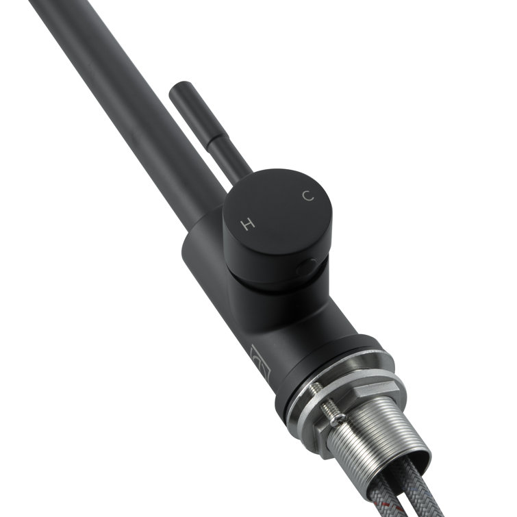 Matte Black Stainless Steel Gooseneck Kitchen Faucet with Pull-out Spray
