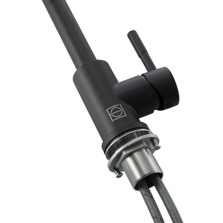 Matte Black Stainless Steel Gooseneck Kitchen Faucet with Pull-out Spray