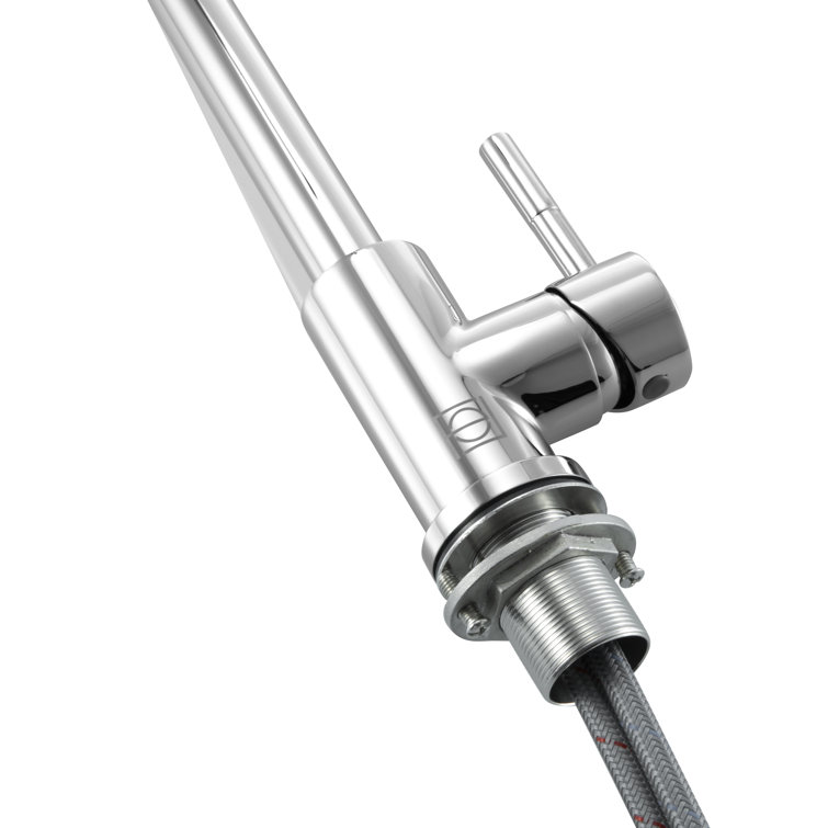 Chrome Single Handle Gooseneck Kitchen Faucet with Pull-out Spray
