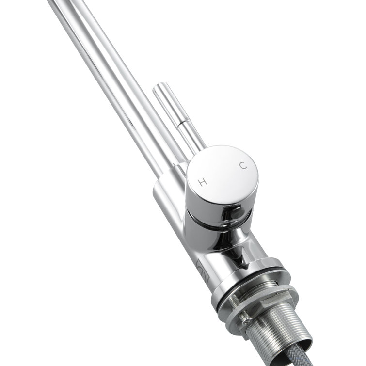 Chrome Single Handle Gooseneck Kitchen Faucet with Pull-out Spray