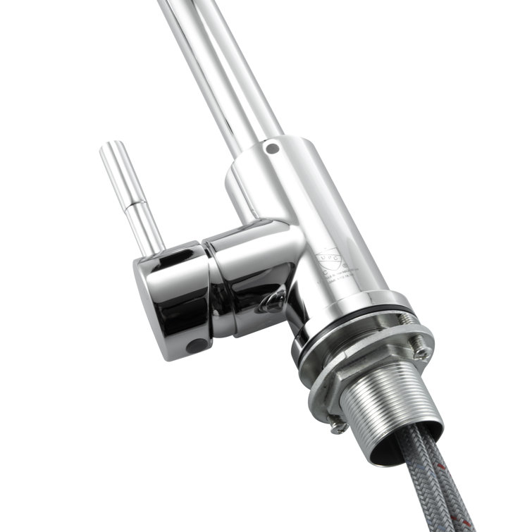 Chrome Single Handle Gooseneck Kitchen Faucet with Pull-out Spray
