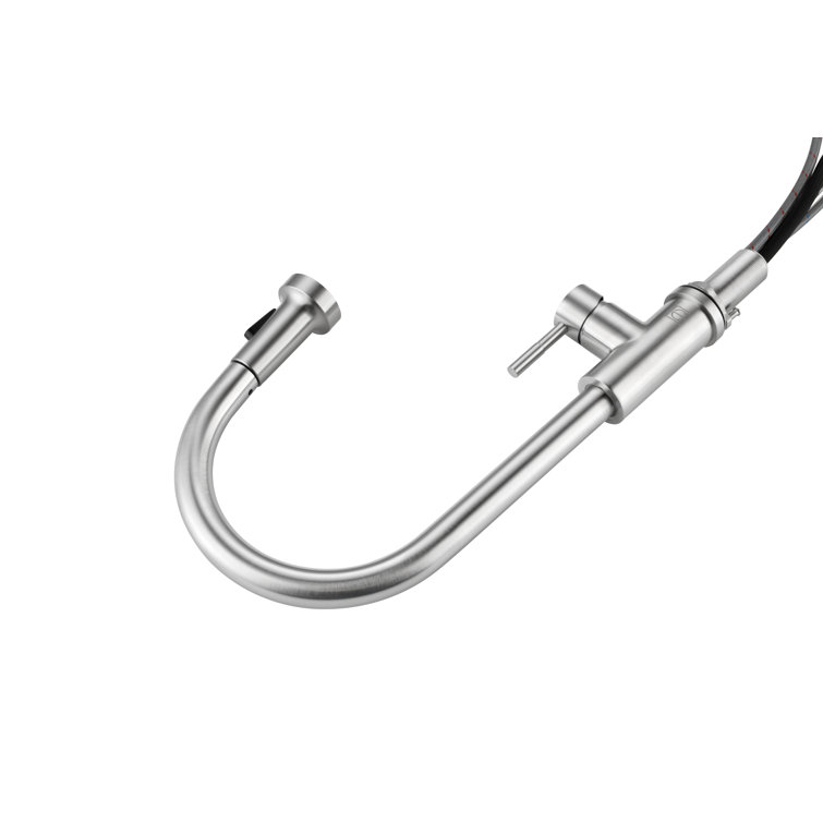 Brushed Nickel Gooseneck Kitchen Faucet with Pull-out Spray