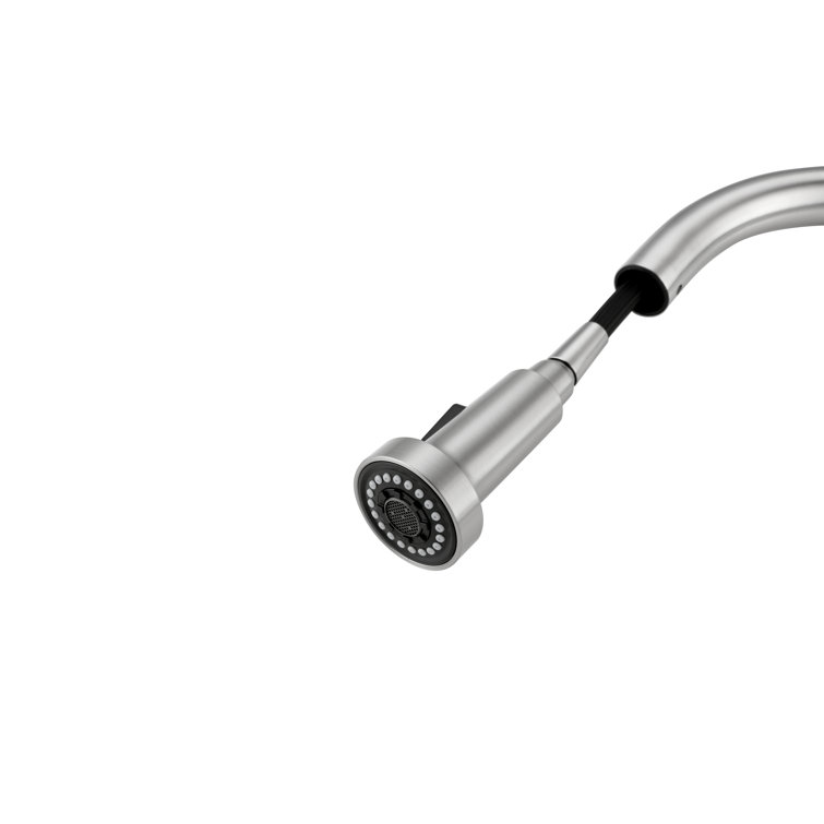 Brushed Nickel Gooseneck Kitchen Faucet with Pull-out Spray
