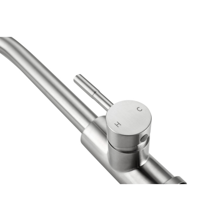 Brushed Nickel Gooseneck Kitchen Faucet with Pull-out Spray
