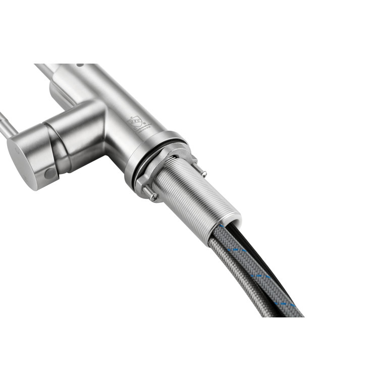 Brushed Nickel Gooseneck Kitchen Faucet with Pull-out Spray