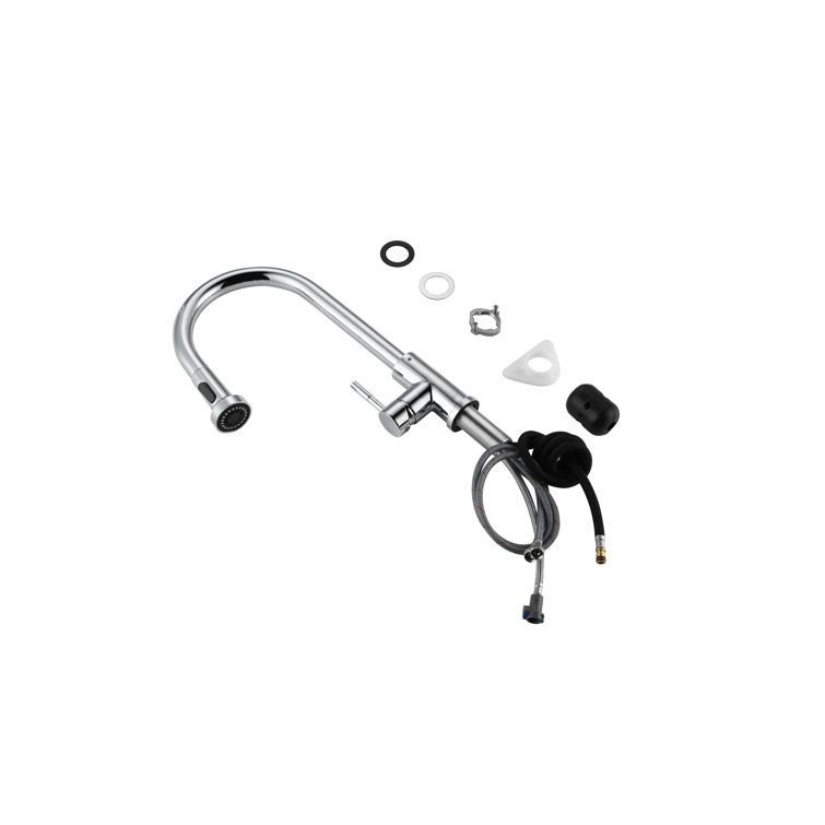 Chrome Gooseneck Kitchen Faucet with Pull-out Spray