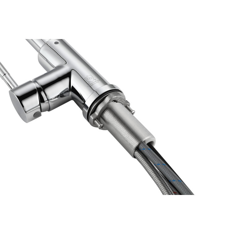 Chrome Gooseneck Kitchen Faucet with Pull-out Spray