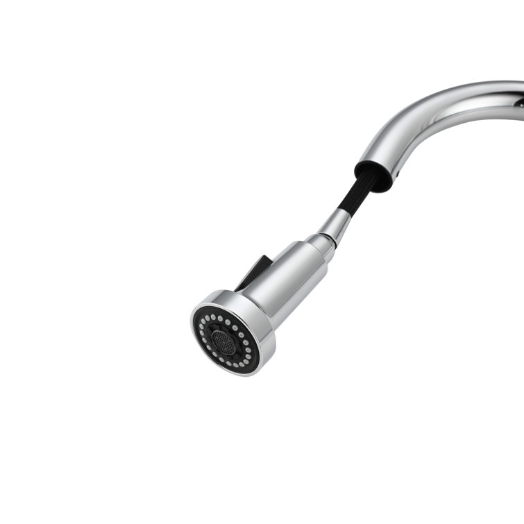 Chrome Gooseneck Kitchen Faucet with Pull-out Spray