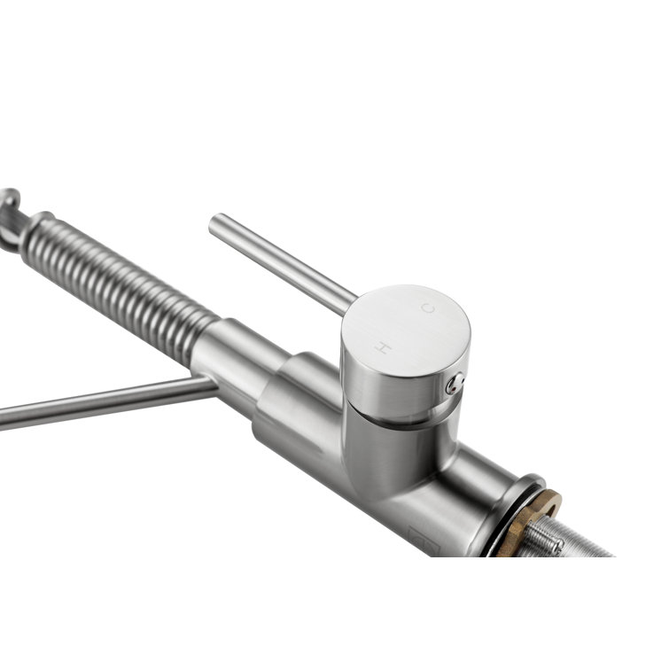 Brushed Nickel Spring Neck Pull Down Kitchen Faucet