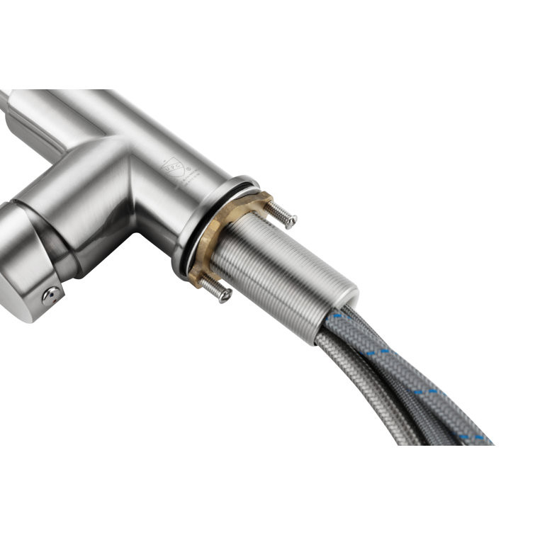 Brushed Nickel Spring Neck Pull Down Kitchen Faucet