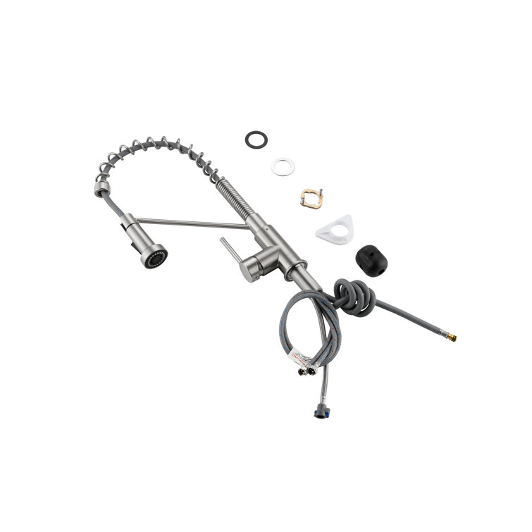 Brushed Nickel Spring Neck Pull Down Kitchen Faucet