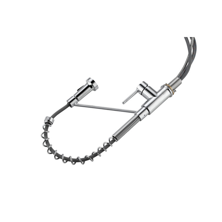 Chrome Spring Neck Pull Down Spray Kitchen Faucet