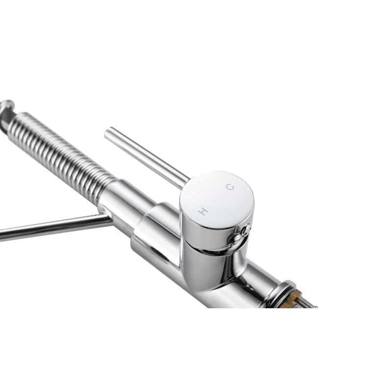 Chrome Spring Neck Pull Down Spray Kitchen Faucet