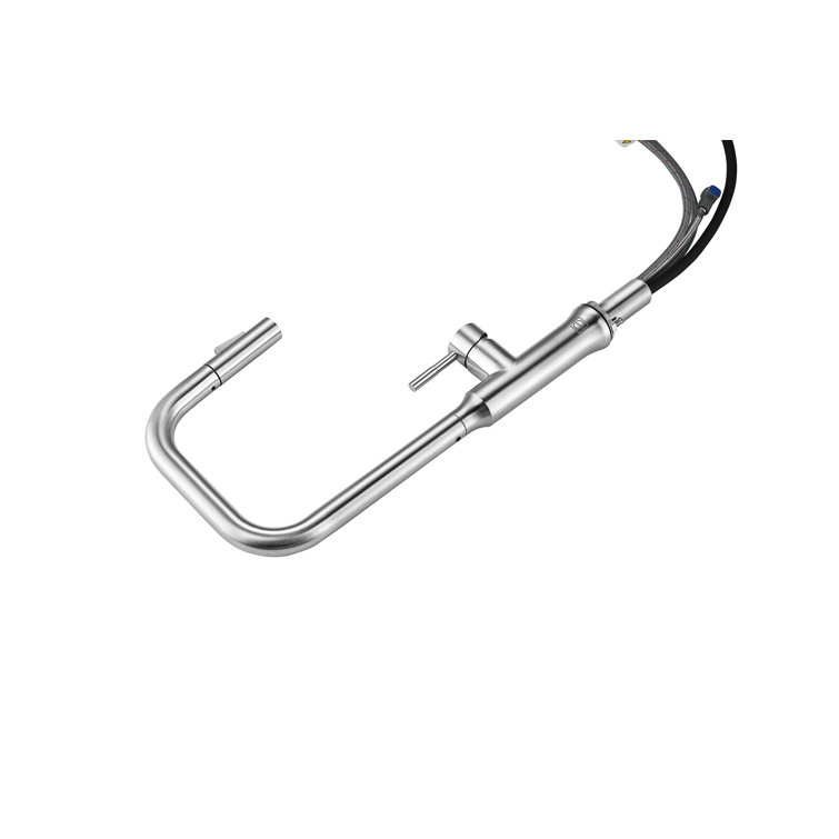 Brushed Nickel Gooseneck Kitchen Faucet with Pull-out Spray
