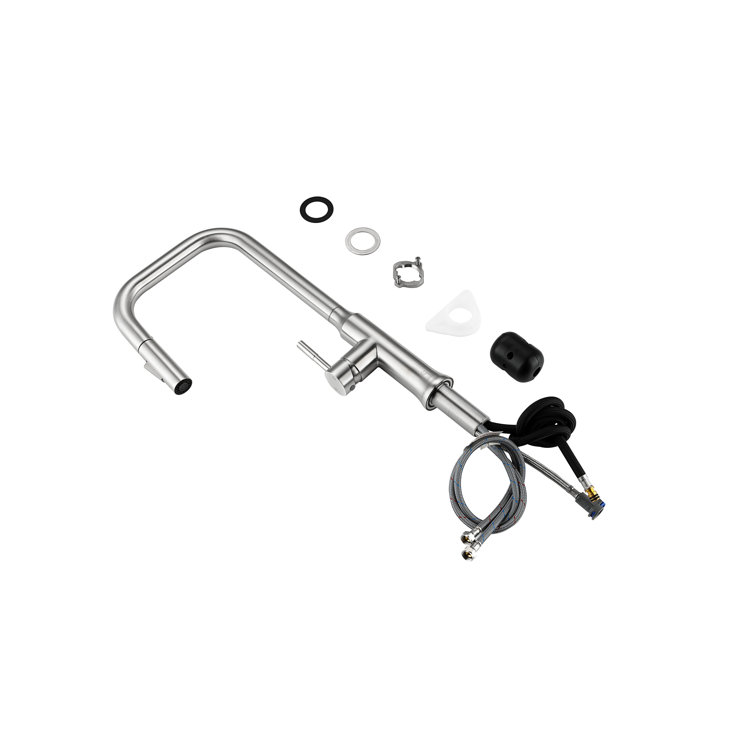 Brushed Nickel Gooseneck Kitchen Faucet with Pull-out Spray