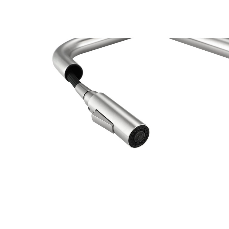 Brushed Nickel Gooseneck Kitchen Faucet with Pull-out Spray