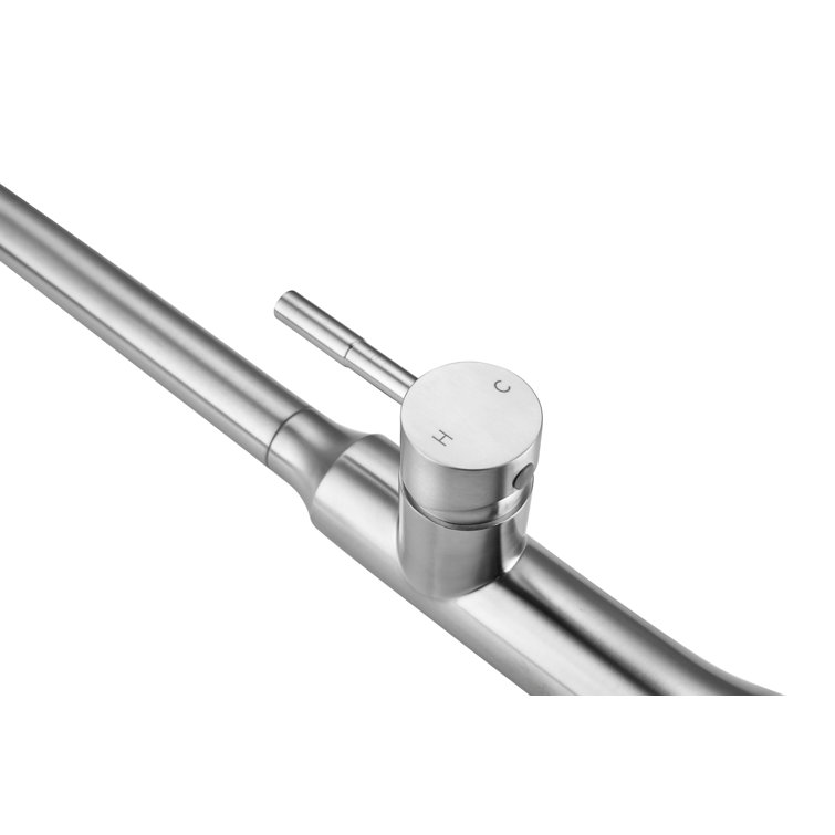 Brushed Nickel Gooseneck Kitchen Faucet with Pull-out Spray