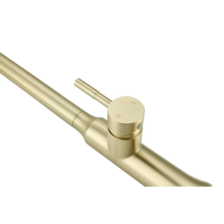Brushed Gold Stainless Steel Gooseneck Kitchen Faucet with Pull-out Spray