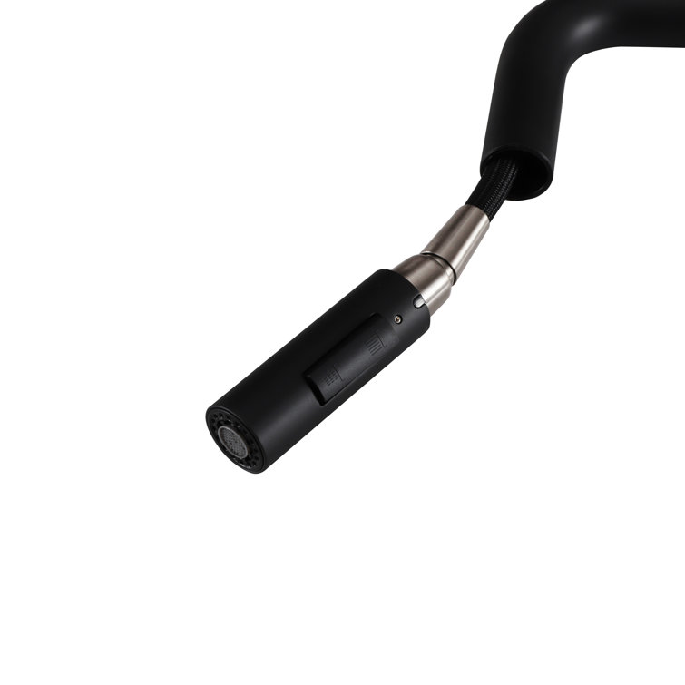 Matte Black Stainless Steel Gooseneck Kitchen Faucet with Pull-out Spray