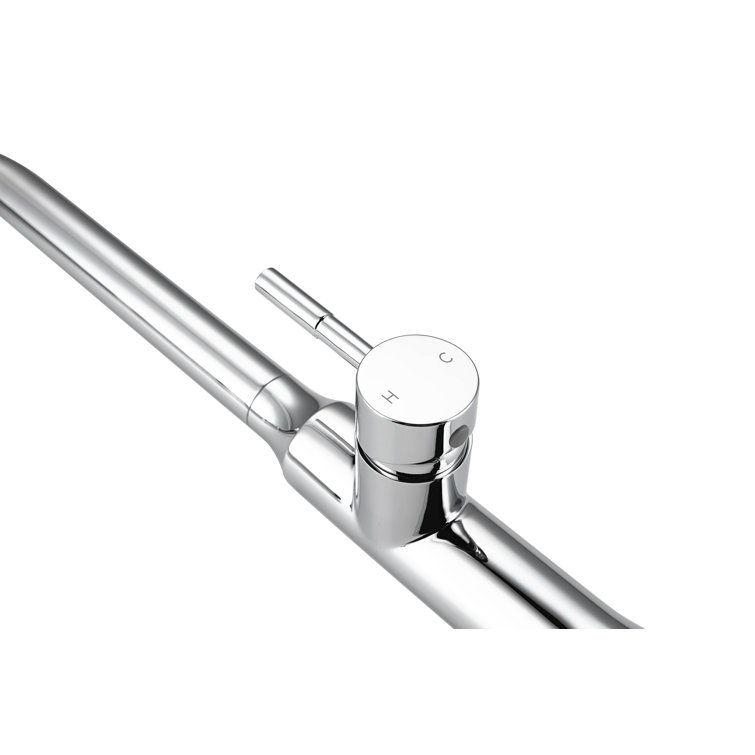 Chrome Gooseneck Single Handle Pull-Down Kitchen Faucet