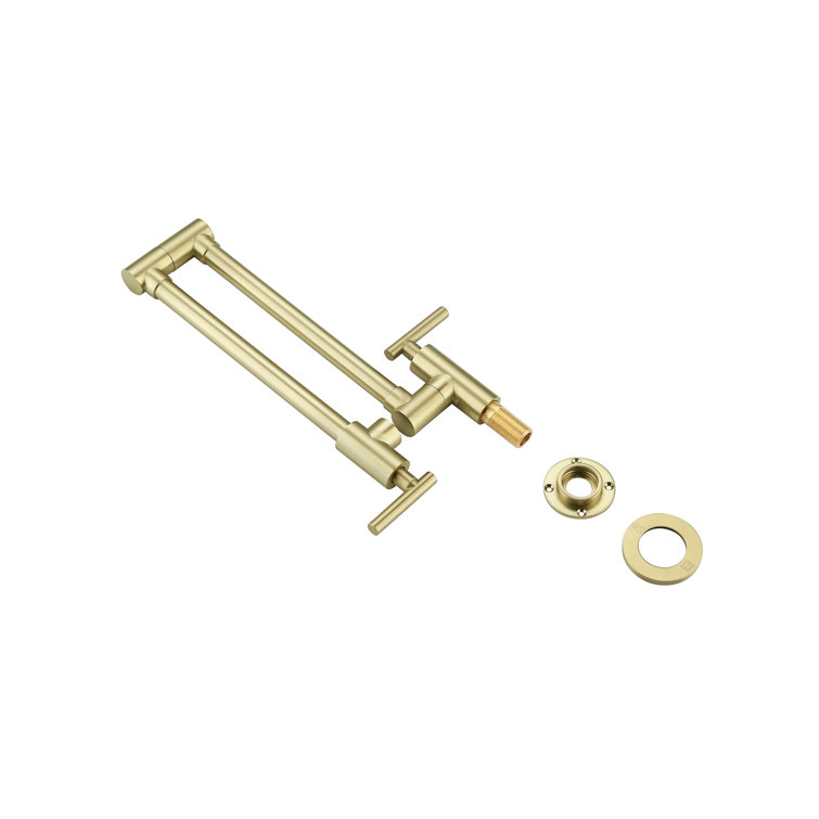 Brushed Gold Brass Dual Handle Kitchen Faucet