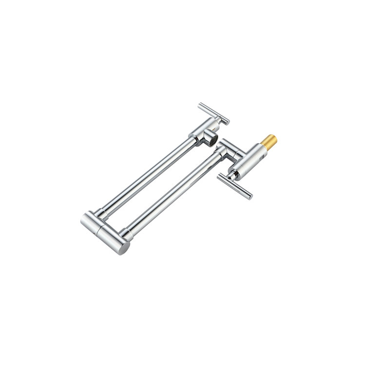 Chrome Dual Handle Wall Mounted Pot Filler Faucet