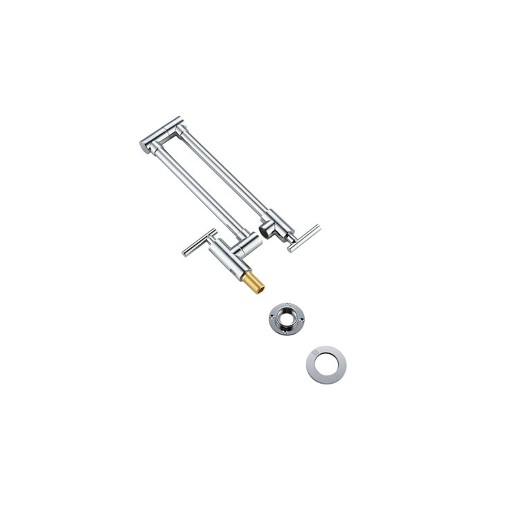 Chrome Dual Handle Wall Mounted Pot Filler Faucet