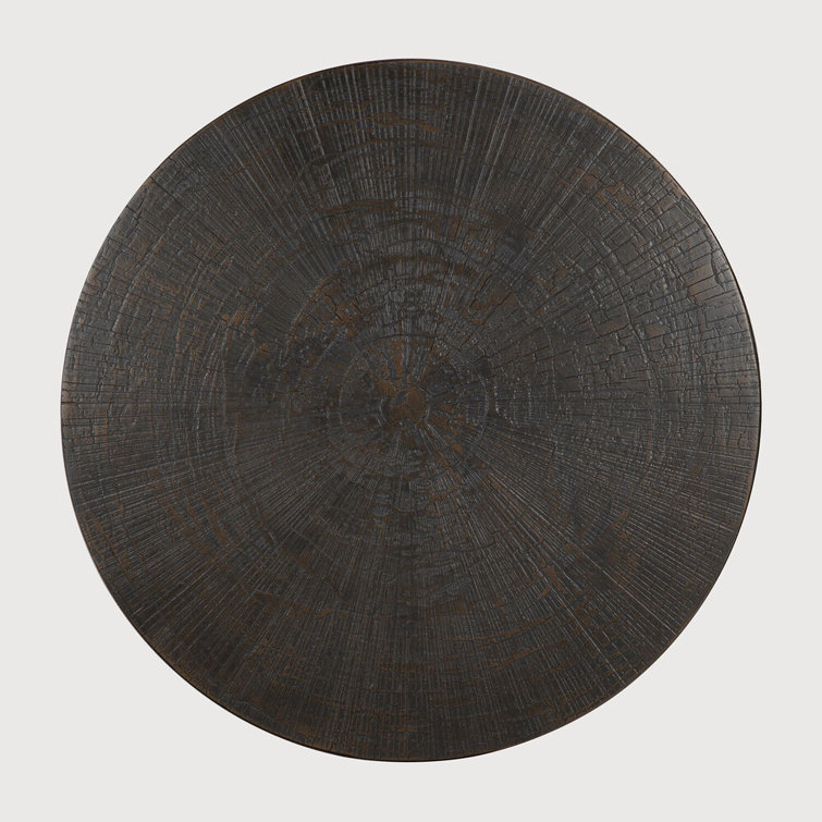 Round Dark Brown Metal Nesting Coffee Table Set