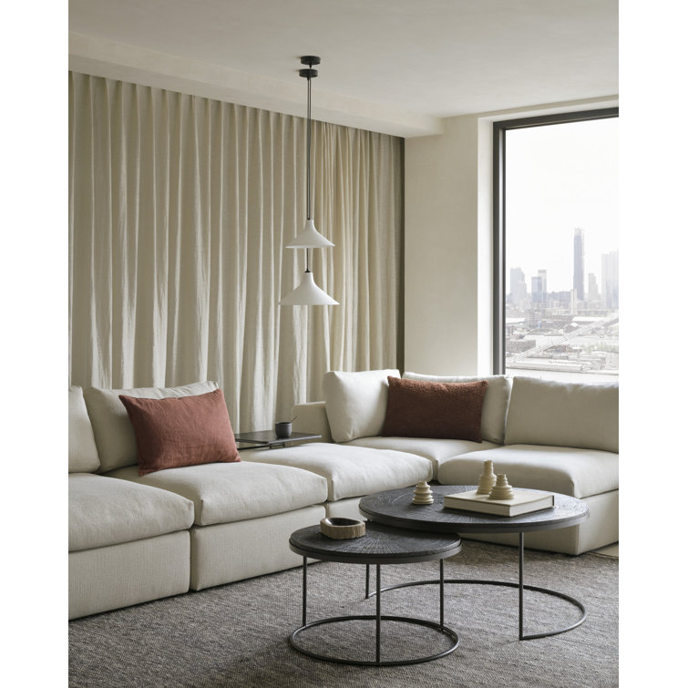 Round Dark Brown Metal Nesting Coffee Table Set