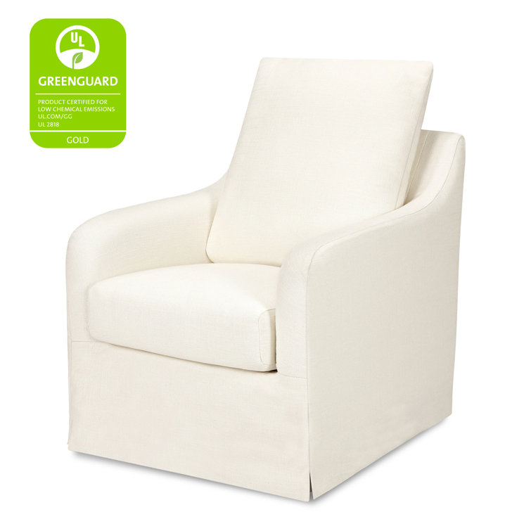 Ivory Eco-Linen Swivel Rocker with Removable Slipcover