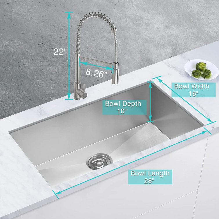30-Inch Stainless Steel Single Bowl Undermount Kitchen Sink with Faucet